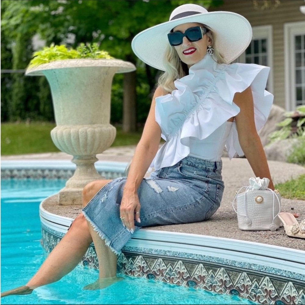 Zara White Poplin Top With Ruffles - Picture 7 of 11